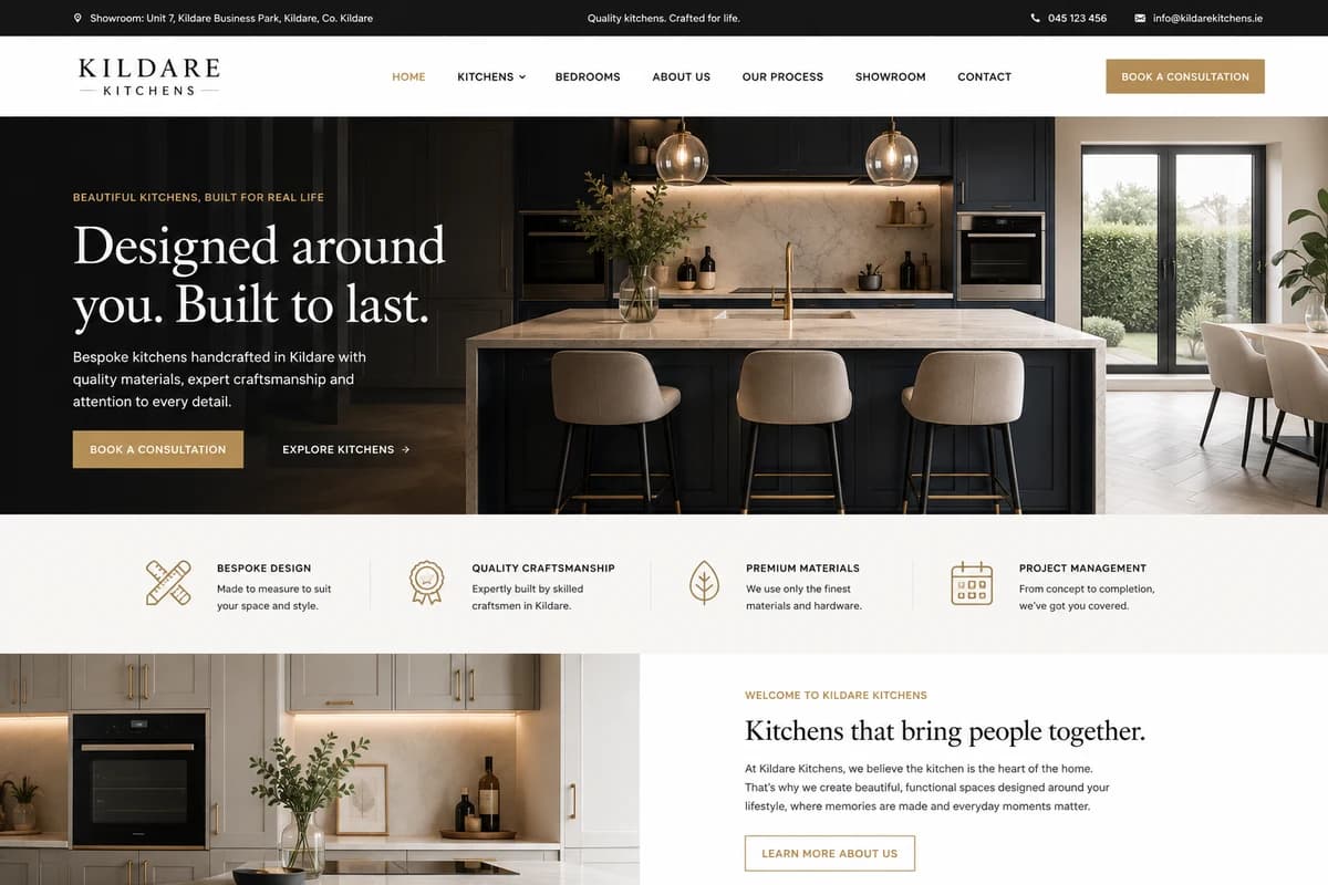 Kildare Kitchens — website design project