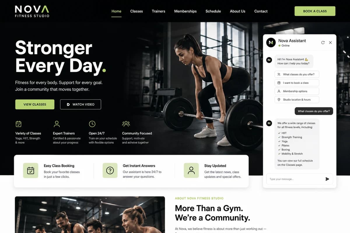 Nova Fitness Studio — website design project