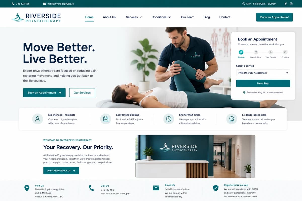 Riverside Physiotherapy — website design project